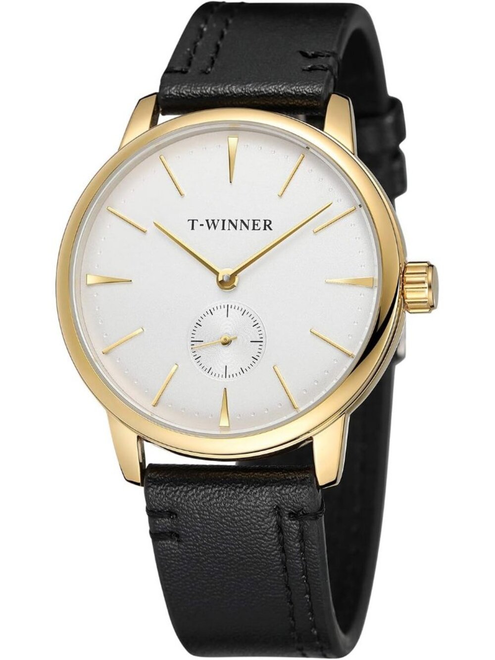 Men's White Gold Black Analog Sport Style Mechanical Hand-Wind Wrist Watch
